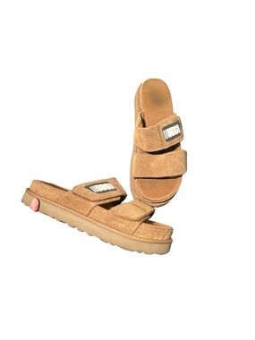 UGG Tan Suede Double-Strap Slide Platform Sandals Size 8